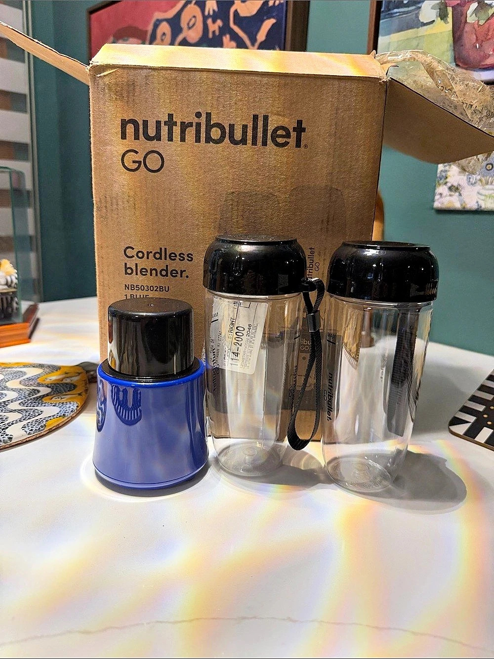 nutribullet GO Blue & Black Like New, just took out of box for pix